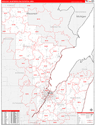 Green Bay Metro Area Wall Map Red Line Style 2026